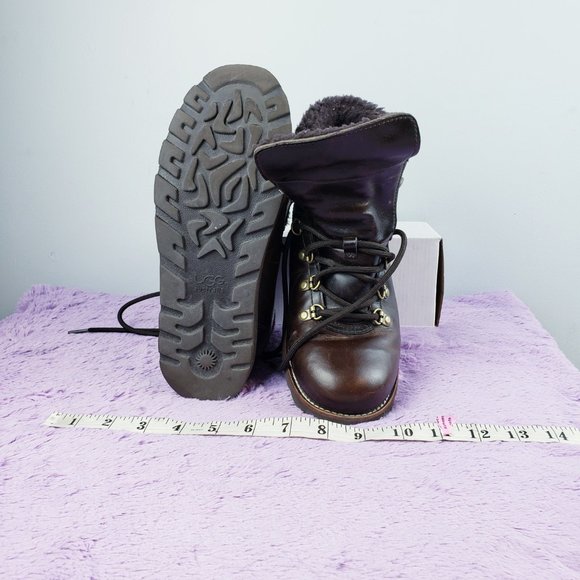 UGG AUSTRALIAN LEATHER+SHEEPSKIN SHEARLING WOOL FUR GRAY Native Snow Boot W7us - Picture 3 of 4